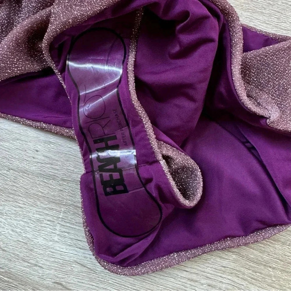 New Beach Riot Celine One-Piece Swim Suit Ribbed Metallic Purple Free People XL - Picture 3 of 5